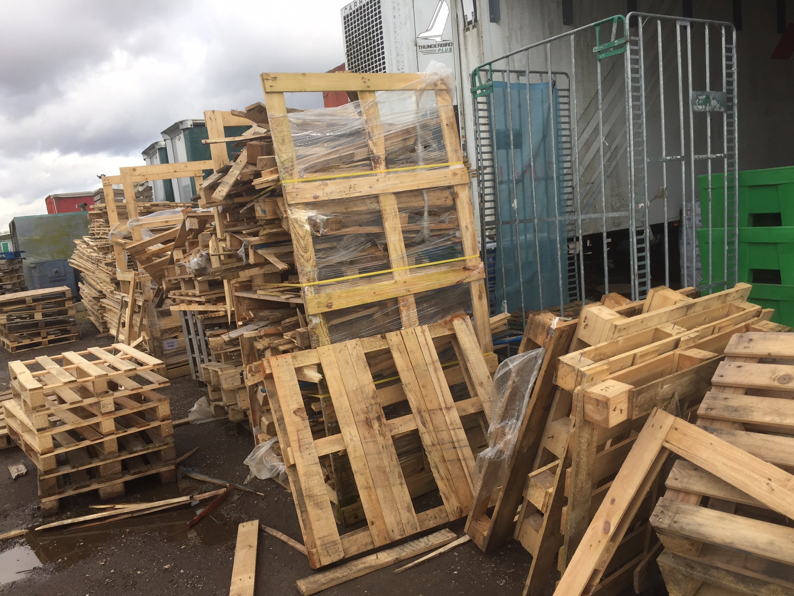 Broken wooden pallets